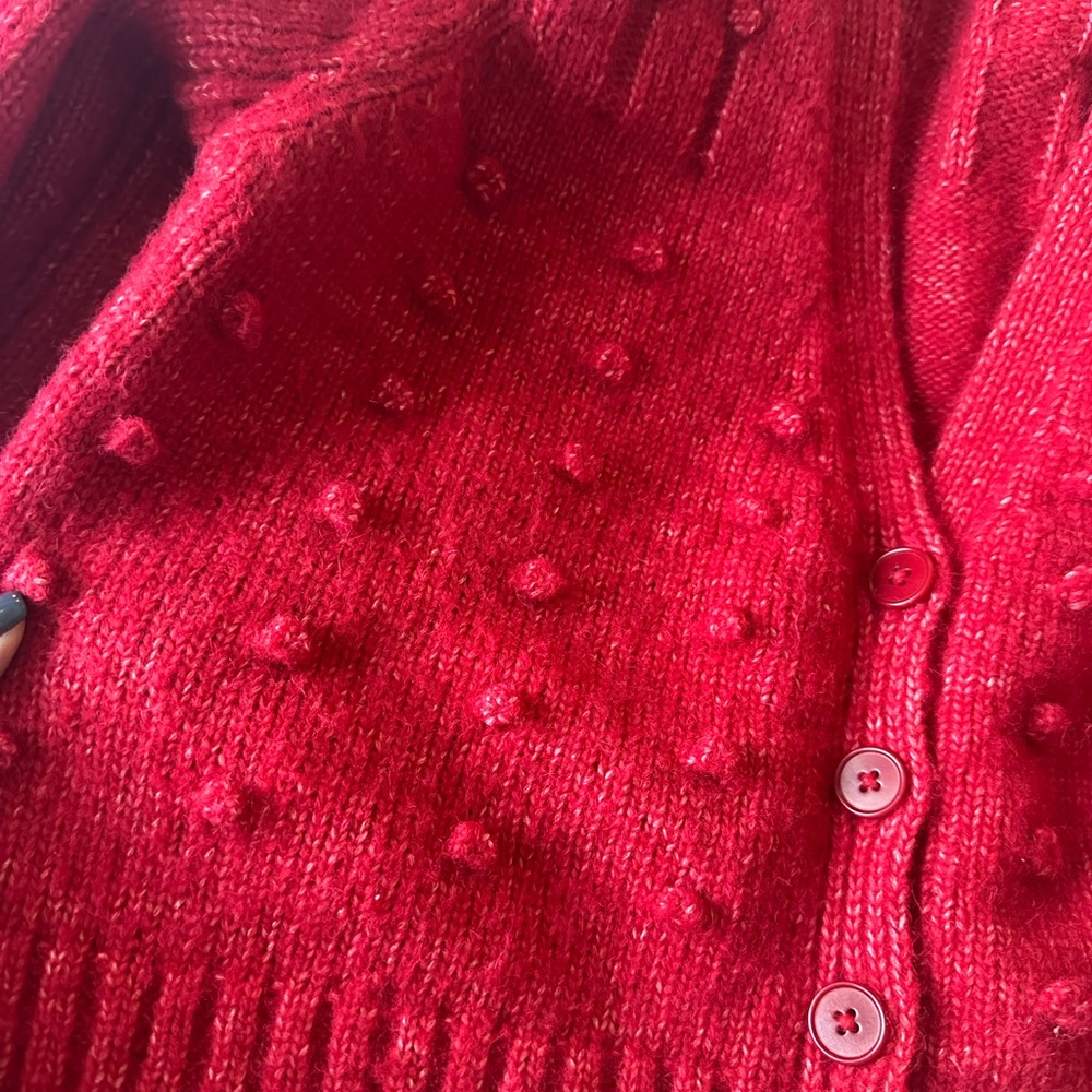Christy Dawn Gigi Candy Apple Red Women's Bobble Alpaca Sweater - Picture 5 of 5